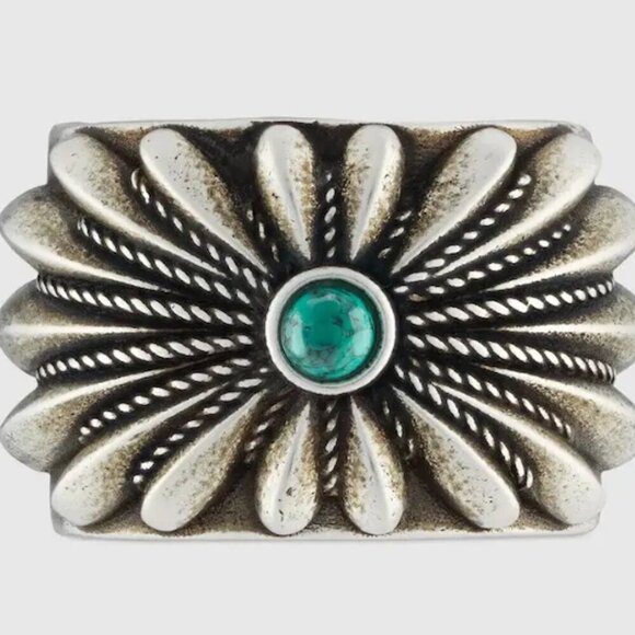 GUCCI Silver 925 Interlocking G Flower Ring 752454 J8749 sz 16